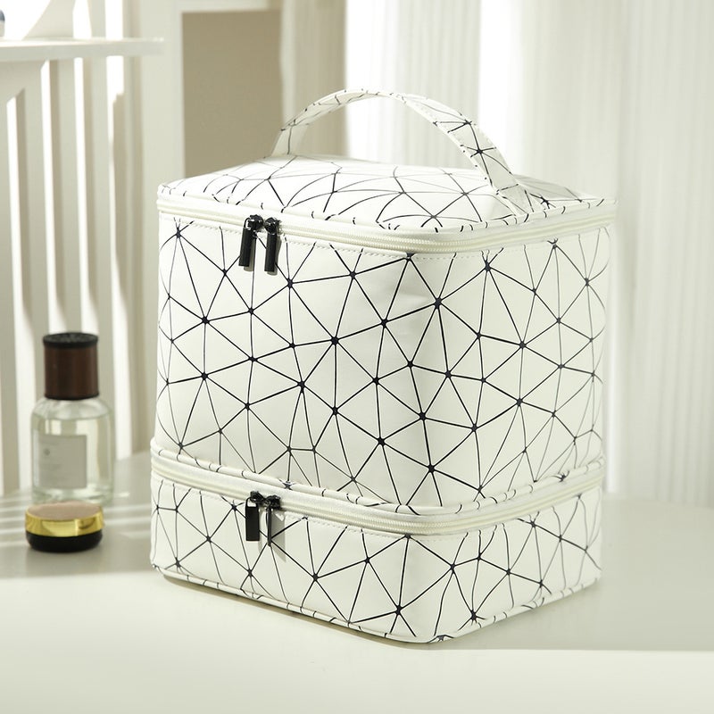 Double-Layer Manicure Storage Heightened Cosmetic Bag Quilted Cosmetic Bag Large Capacity Toiletry Bag Nail Polish Cosmetics Bag - Image 1